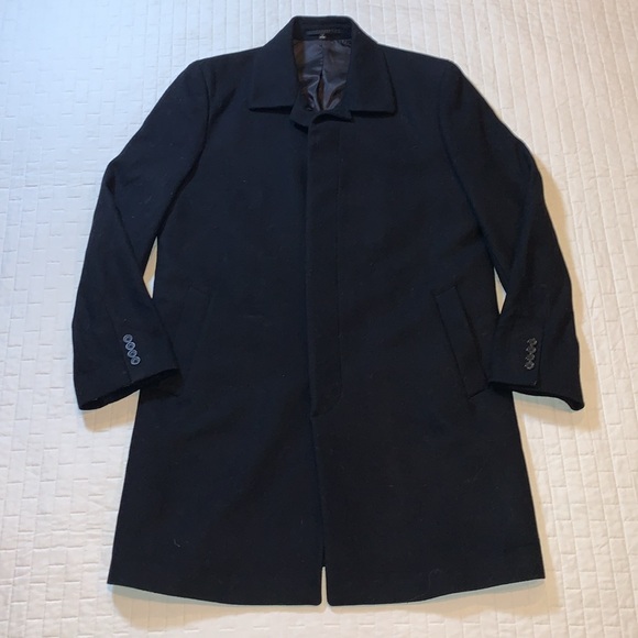 Hart Schaffner Marx Male Pilot Wool Blend Trenchcoat Overcoat, Black, Size 42L - Picture 6 of 16